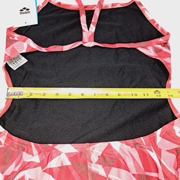 NWT Arena Flou Red White Shattered Glass Challenge Back 1 piece swimsuit US40 - Picture 9 of 13